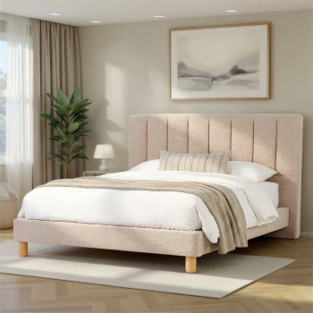 Riley King Bed Frame, Beige