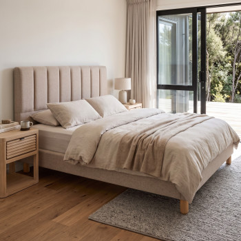 Riley King Bed Frame, Beige