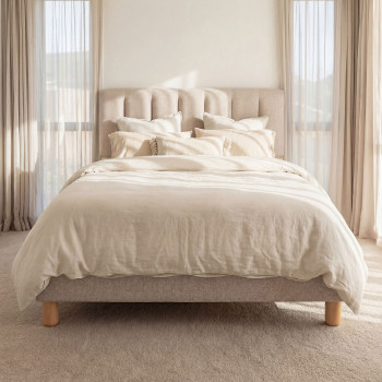 Riley Queen Bed Frame, Beige