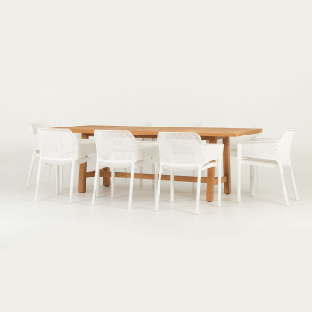 Olina 9 Piece Outdoor Dining Set, White