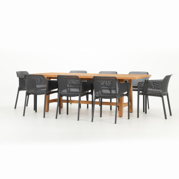 Olina 9 Piece Outdoor Dining Set, Charcoal