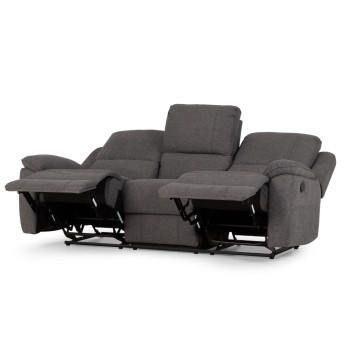 Aiden 3 Seater Recliner + 2 Recliner Chairs, Dark Grey