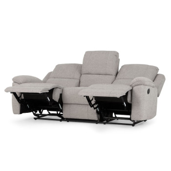 Aiden 3 Seater Recliner + 2 Recliner Chairs, Light Grey