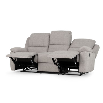 Aiden 3 Seater Recliner + 2 Recliner Chairs, Light Grey