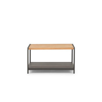 Amber Outdoor Corner Set with Square Coffee Table, Gunmetal