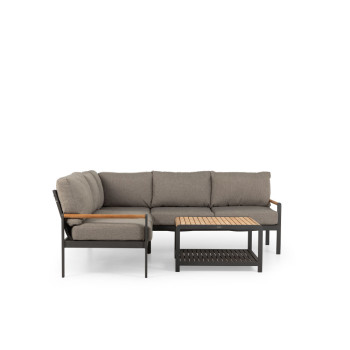 Amber Outdoor Corner Set with Square Coffee Table, Gunmetal