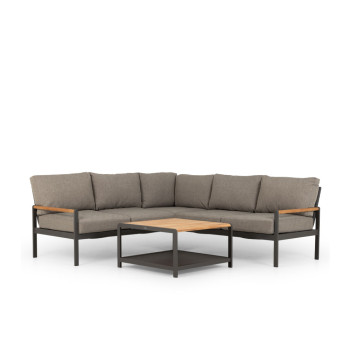 Amber Outdoor Corner Set with Square Coffee Table, Gunmetal