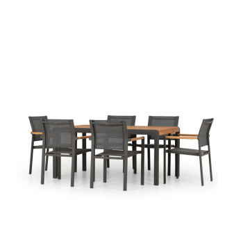 Amber 7 Piece Outdoor Dining Set, Gunmetal