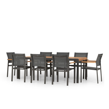 Amber 9 Piece Outdoor Dining Set, Gunmetal
