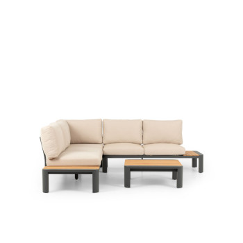 Antigua Outdoor Corner Set with Coffee Table, Charcoal