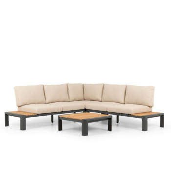 Antigua Outdoor Corner Set with Coffee Table, Charcoal