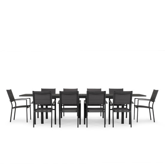 Antoni 11 Piece Outdoor Extension Dining Set - W220/340, Gunmetal