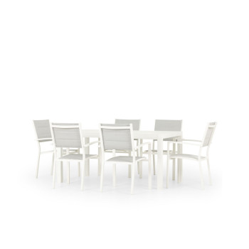 Antoni 7 Piece Outdoor Dining Set - W160, White