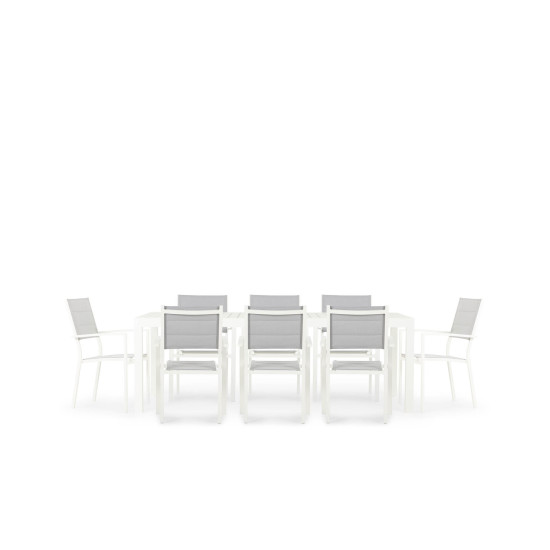 Antoni 9 Piece Outdoor Extension Dining Set - W220/340, White