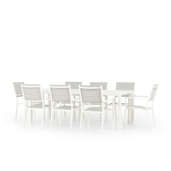 Antoni 9 Piece Outdoor Dining Set - W210, White