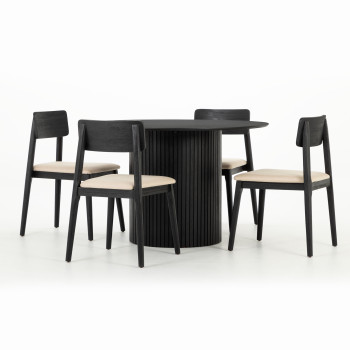 Anya 5 Piece Dining Set - W120, Black