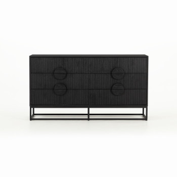 Anya 6 Piece Bedroom Set with Queen Bed Frame, Black