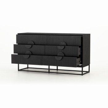 Anya 6 Piece Bedroom Set with Queen Bed Frame, Black