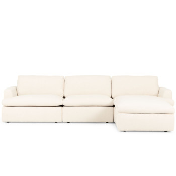 Ashleigh 3 Seater Modular Sofa With Ottoman, Cream
