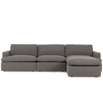 Ashleigh 3 Seater Modular Sofa With Ottoman, Grey