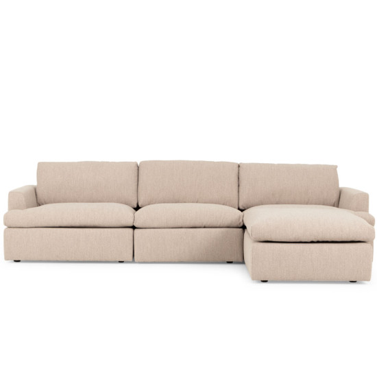 Ashleigh 3 Seater Modular Sofa With Ottoman, Taupe