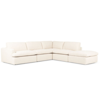 Ashleigh 4 Seater Modular Right Hand Facing Corner Sofa with Ottoman, Cream