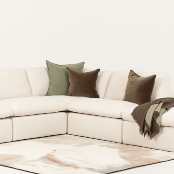 Ashleigh 4 Seater Modular Right Hand Facing Corner Sofa with Ottoman, Cream
