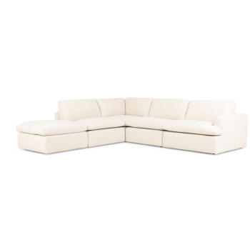 Ashleigh 4 Seater Modular Left Hand Facing Corner Sofa with Ottoman, Cream