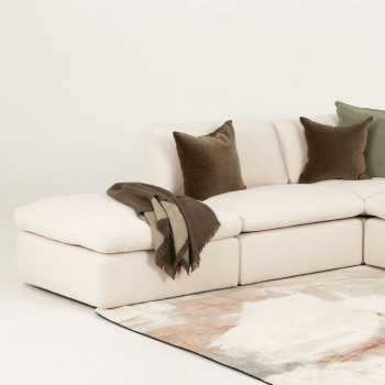 Ashleigh 4 Seater Modular Left Hand Facing Corner Sofa with Ottoman, Cream