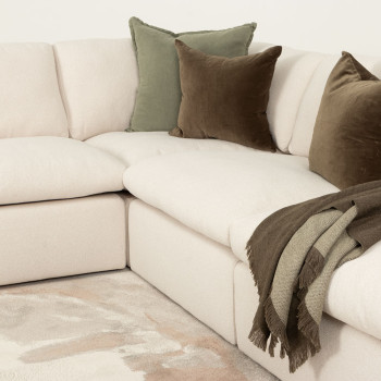 Ashleigh 4 Seater Modular Left Hand Facing Corner Sofa with Ottoman, Cream