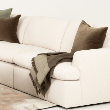 Ashleigh 4 Seater Modular Left Hand Facing Corner Sofa with Ottoman, Cream