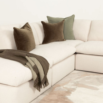 Ashleigh 4 Seater Modular Left Hand Facing Corner Sofa with Ottoman, Cream