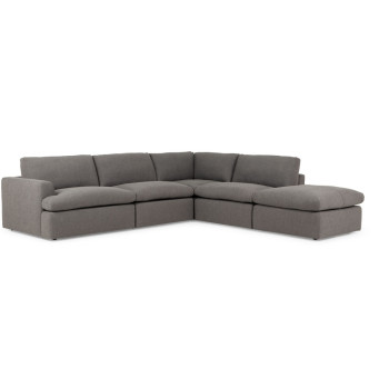 Ashleigh 4 Seater Modular Right Hand Facing Corner Sofa with Ottoman, Grey
