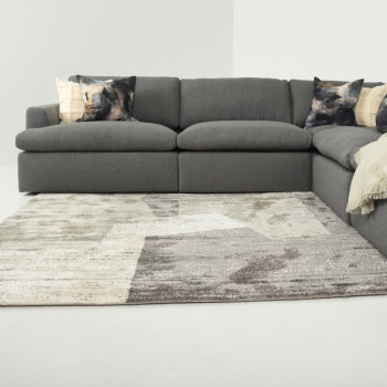 Ashleigh 4 Seater Modular Right Hand Facing Corner Sofa with Ottoman, Grey