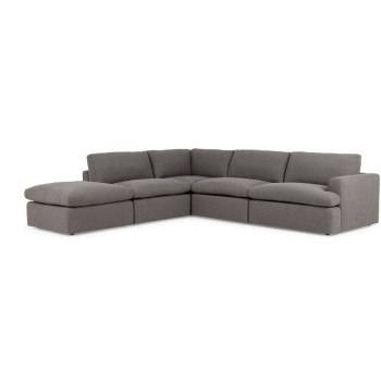 Ashleigh 4 Seater Modular Left Hand Facing Corner Sofa with Ottoman, Grey
