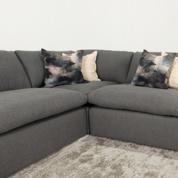 Ashleigh 4 Seater Modular Left Hand Facing Corner Sofa with Ottoman, Grey