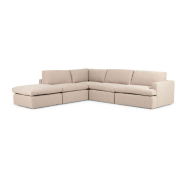 Ashleigh 4 Seater Modular Left Hand Facing Corner Sofa with Ottoman, Taupe