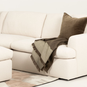 Ashleigh 5 Seater Corner Modular Sofa With Ottoman, Cream