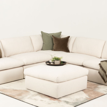 Ashleigh 5 Seater Corner Modular Sofa With Ottoman, Cream