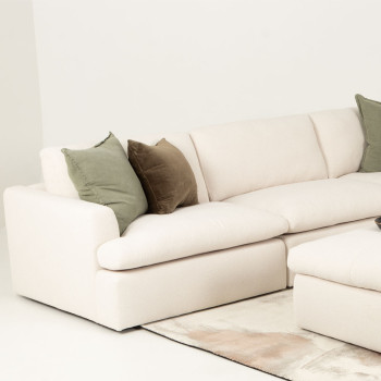 Ashleigh 5 Seater Corner Modular Sofa With Ottoman, Cream