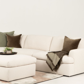 Ashleigh 5 Seater Corner Modular Sofa With Ottoman, Cream
