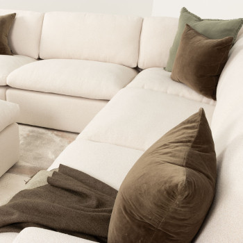 Ashleigh 5 Seater Corner Modular Sofa With Ottoman, Cream