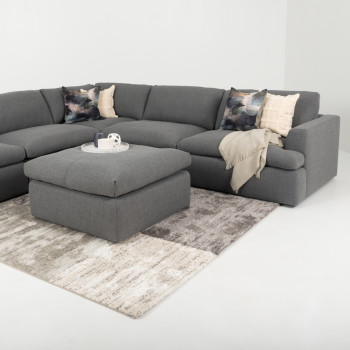 Ashleigh 5 Seater Corner Modular Sofa With Ottoman, Grey