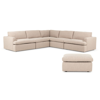Ashleigh 5 Seater Corner Modular Sofa With Ottoman, Taupe