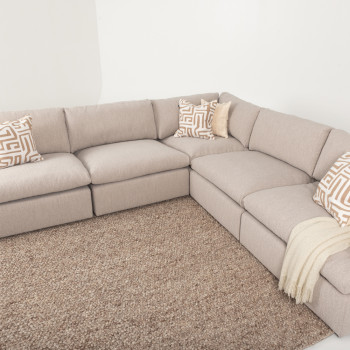 Ashleigh 5 Seater Corner Modular Sofa With Ottoman, Taupe