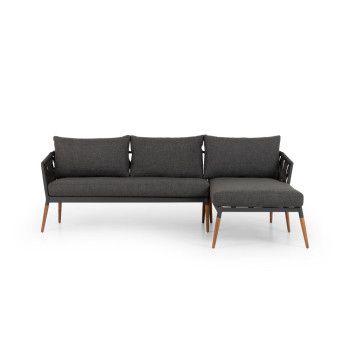 Athens Outdoor Chaise Lounge Set with Coffee Table, Gunmetal