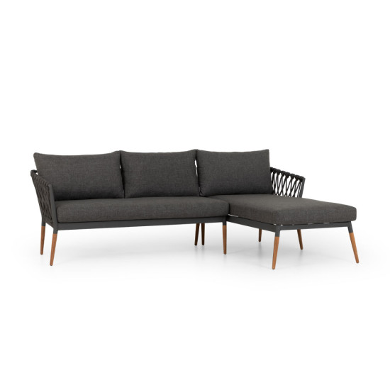 Athens Outdoor Chaise Lounge Set with Coffee Table, Gunmetal