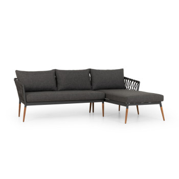 Athens Outdoor Chaise Lounge Set with Coffee Table, Gunmetal