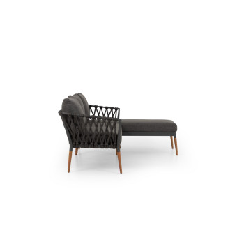 Athens Outdoor Chaise Lounge Set with Coffee Table, Gunmetal