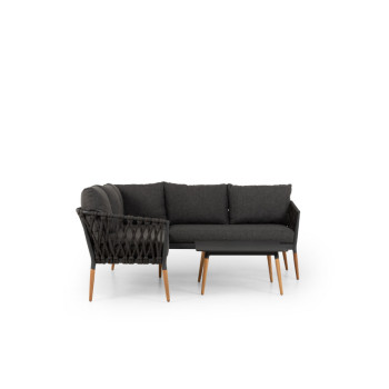 Athens Outdoor Corner Suite with Square Coffee Table, Gunmetal